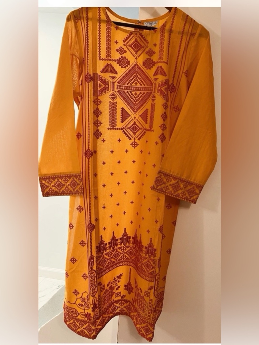 Pakistani embroidered Summer cotton (lown) Shirt.Size Large